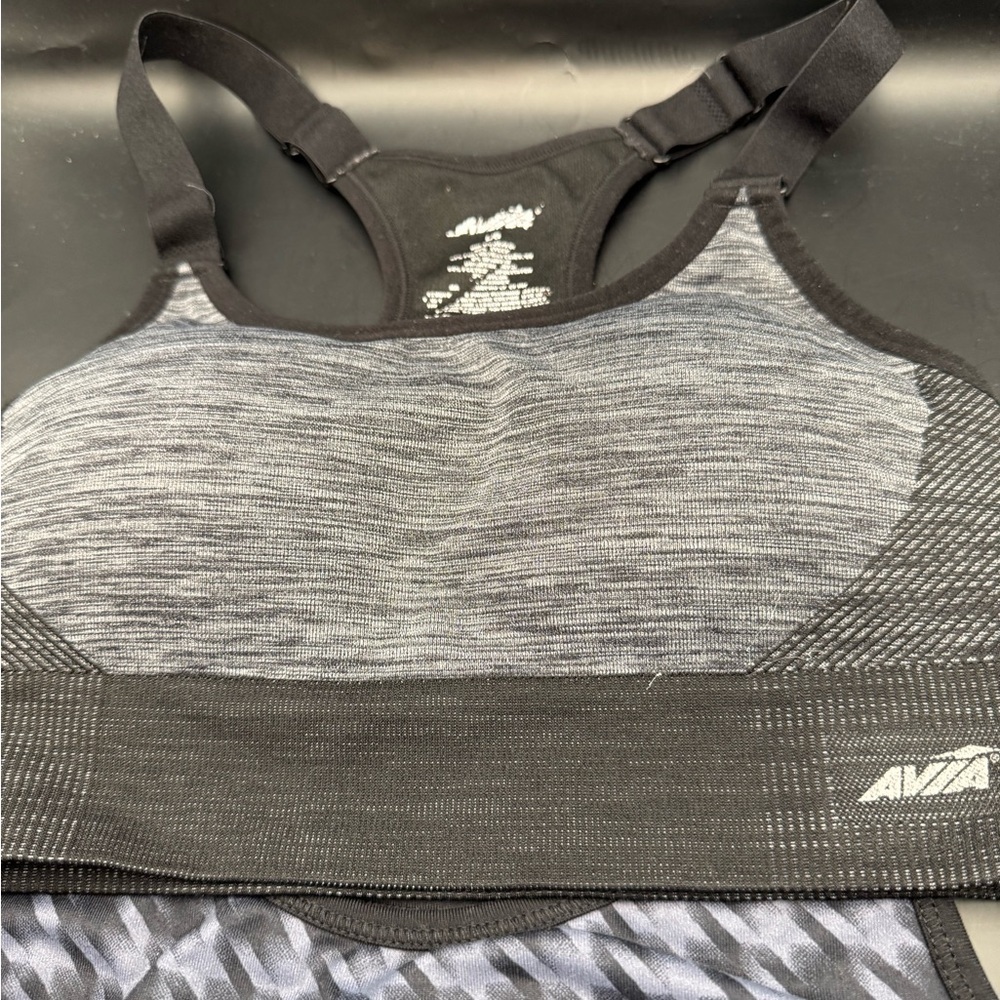 Two Avia Women's Sports Bra Wirefree Support in Black And Gray Size L - Picture 3 of 9